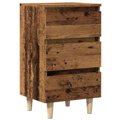 Imagen de vidaXL mesita de Noche Madera ingeniería Envejecida 40x35x69 cm, Auxiliar, Mesa Soporte para teléfono