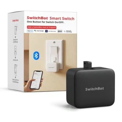 Imagen de SwitchBot Smart Switch Button Pusher Bluetooth App o Control de Temporizador, Fácil Usar con 3 Modos, Necesita Hub para ser Compatible Alexa, Google Assistant, Siri, IFTTT (Negro)