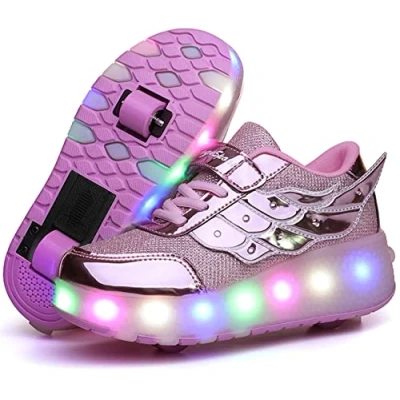 Imagen de Zapatillas con Ruedas para Niña y Niños Led Luces Patines en Linea Bambas Deportivas al Aire Libre Gimnasia Running Multiusos Automática Zapatos de Skateboard USB Carga