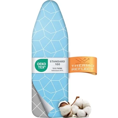 Imagen de Timbley Turbo Funda Tabla Planchar 120x40 Refleja Calor para rápido Montaje fácil con elástico 2X Acolchado cómodo &amp; OEKOTEX100 Hecho en Europa Talla M