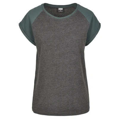 Imagen de Urban Classics Contrast Raglan Camiseta estampada, Mujer, Talla: XXL, Charcoal/bottlegreen