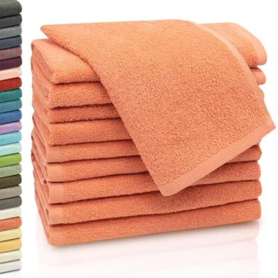 Imagen de ZOLLNER 10 Toallas de tocador, 30x50 cm, algodón, 420 g, Beige Oscuro