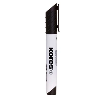 Imagen de Kores rotuladores negros para pizarra blanca, K Marker XW1, con punta redonda y tinta de bajo olor, borrado en seco, suministros escolares, oficina, paquete individual