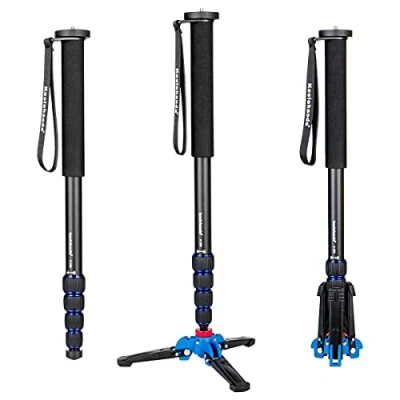 Imagen de Koolehaoda Cámara Monopié de Aluminio con Base Trípode Plegable Altura 52 168 cm para Cámaras Canon Nikon Sony DSLR, Máxima Carga 7 kg