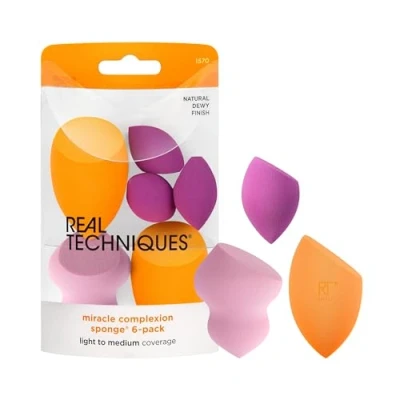 Imagen de Real Techniques esponjas Miracle Complexion de, una variedad de para mezclar maquillaje, base, esculpir y ocultar, cobertura acumulable, sin látex, 6 unidades