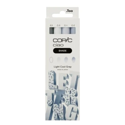 Imagen de COPIC Ciao Shade Set Light Cool Gray, 3 rotuladores dobles con una punta mediana y otra de pincel, incl. Multiliner Gray 0,3 mm