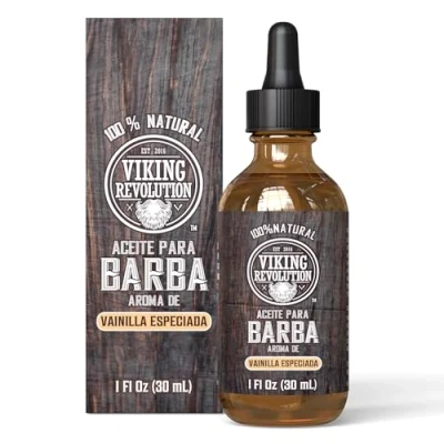Imagen de Viking Revolution Aceite Para Barba Completamente Natural Con Organico De Argan Y Jojoba Suaviza Fortalece La El Bigote Hombre Vainilla Especiada 30 ml