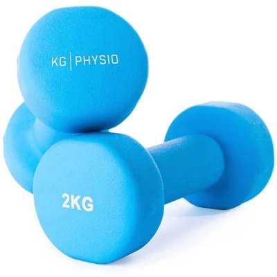 Imagen de KG Physio Mancuernas y Póster A3 con Ejercicios Ejemplo Forro de Neopreno, Agarre Cómodo, Resistente al Sudor Tecnología anti roll