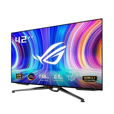 Imagen de ASUS ROG Swift OLED PG42UQ Monitor Gaming de 42 Pulgadas, Plano, 4K, 138 Hz, 0,1 ms (GTG), G Sync, Micro Textura antirreflejos, DCI P3 al 98%, 10 bits, HDMI 2.1, DisplayPort 1.4