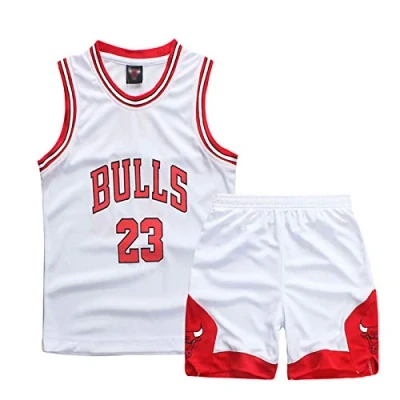 Imagen de Juego Baloncesto Niño de 2 Piezas, Camiseta sin Mangas y Pantalones, Trajes Conjunto Niños, 1 Top Camiset+ Pantalón Cortos para 9 10 Años, Blanco,XL