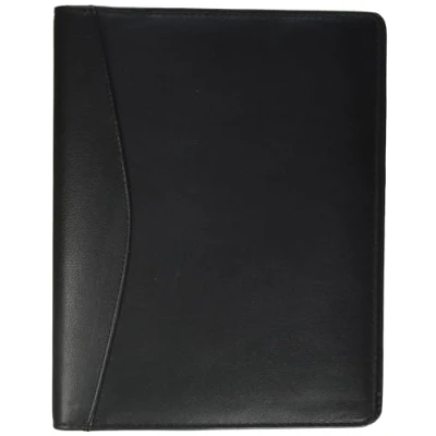 Imagen de Alassio carpeta anular Benaco 30007 A5, funda para escribir en piel de napa, con mecanismo anillas 4 pliegues documentos formato DIN negocios negra, aproximadamente 23,6 x 18,5 3 cm