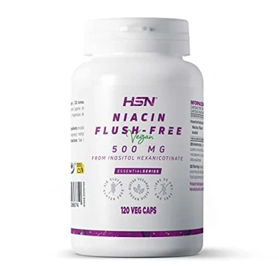 Imagen de Niacina (Vitamina B3) 500 MG flush free de HSN 120 Cápsulas Vegetales Fórmula No Ruborizante en forma Hexanicotinato Inositol GMO, Vegano, Sin Gluten