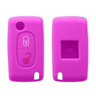 Imagen de kwmobile Funda Compatible con Peugeot Citroen Llave de Coche Plegable 2 Botones Carcasa Protectora Silicona para Case en Rosa Fucsia