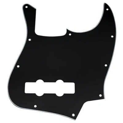 Imagen de Musiclily 10 Agujeros Jazz Bass Pickguard Golpeador para Fender American/México Standard Bajo Estilo J, 3 capas Negro