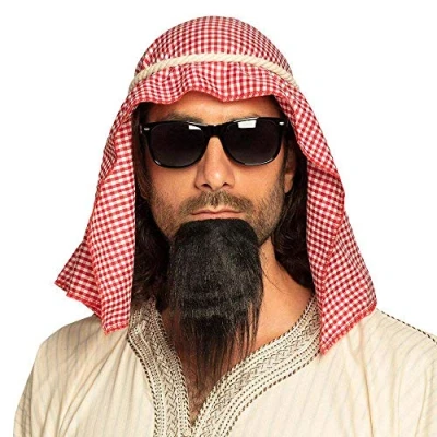 Imagen de Boland Set Sheik Scarf+rope+glasses+goatee Bufanda 81034 Juego de disfraz jeque, pañuelo, cuerda, gafas, perilla, árabe, sultán, fiesta temática, carnaval, multicolor, Normal
