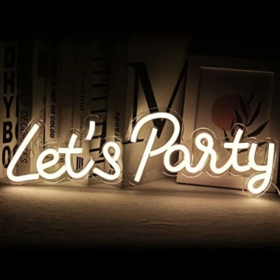 Imagen de SIGNSHIP Let&#039;s Party Letreros de neón Luz Led, Letra fresca alimentada por USB Letrero Acrílico Arte Decoración pared para fiesta Navidad Sala estar Bar Regalo