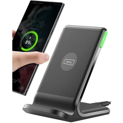 Imagen de INIU Cargador inalámbrico, 15 W, estación de Carga inductiva con certificación Qi, inalámbrico rápido, Compatible iPhone 14, 13, 12 Pro Mini MAX XR XS Samsung Galaxy S22, S21, S20 Google