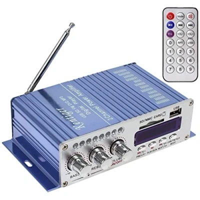 Imagen de Fasizi 12V Hi Fi Digital Estéreo Amplificador de Audio USB SD DVD FM Radio MP3 Altavoz Coche Bluetooth Amplificadorpara Barco Motocicleta Azul