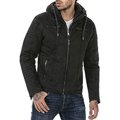 Imagen de RED BRIDGE Chaqueta de invierno para hombre acolchada con capucha desmontable Verde M