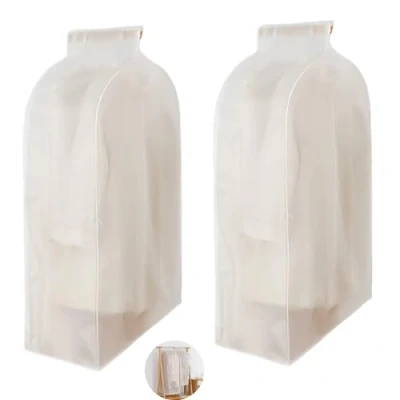 Imagen de Wuyue Hua 2 piezas Cubierta de ropa con cremallera 3D para el polvo, impermeable, almacenamiento ropa, armario, bolsas colgadores, funda bolsa
