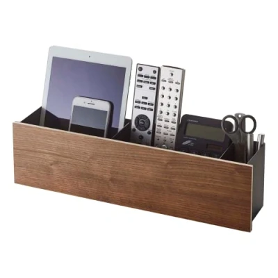 Imagen de YAMAZAKI 5168 RIN Caja organizadora, negro, Acero/Madera contrachapada, minimalista, 45 x 9.5 12 cm