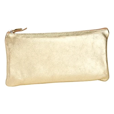 Imagen de Clairefontaine 8705C Trousse Scolaire Plate 22x11 cm en Véritable Cuir irisé, Or
