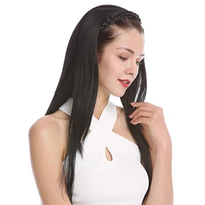 Imagen de WIG ME UP TYW60875H 1B Media peluca extensión con aro del pelo trenzado color negro liso muy largo 70 cm