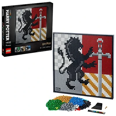 Imagen de LEGO 31201 Art Harry Potter Hogwarts Crests, Manualidades para Adultos, Decoración de Casa Gryffindor, Hufflepuff, Ravenclaw y Slytherin, DIY