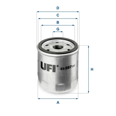 Imagen de UFI 23.287.00 Filtro de aceite 3/4 16 UNF con válvula bloqueo retorno
