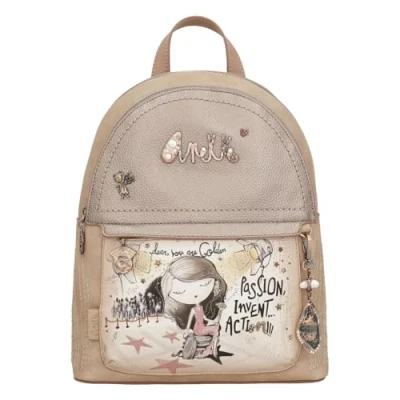 Imagen de Anekke Mochila de Paseo para Mujer Mediana con Asas Regulables y Asa Mano 2 Compartimentos Accesorios Complementos Medidas 26x30x9 cm