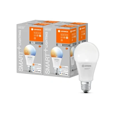 Imagen de LEDVANCE Lámpara LED inteligente con tecnología WiFi, enchufe E27, regulable, color de luz cambiante (2700 6500K), reemplaza las lámparas incandescentes 60W, SMART+ WiFi Classic TW, paquete 4