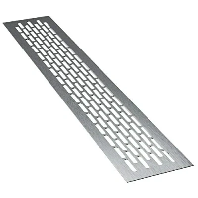 Imagen de sossai® Rejillas de ventilación aluminio Alucratis (1 pieza) Rectangular dimensiones: 44 x 8 cm Color: inox rejilla aire