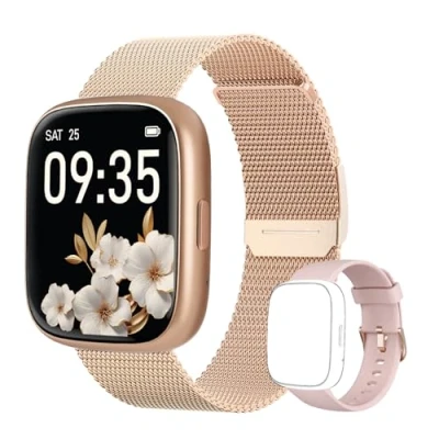 Imagen de TOOBUR Reloj Inteligente Mujer Sin App Bluetooth, 1.83&quot; Smartwatch con pulsómetro y Podómetro, Pulsera Actividad Correas metálicas, IP68 Impermeable, Compatible iOS Android