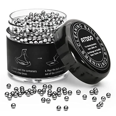 Imagen de ATDDO Perlas Limpiadoras 1500 Piezas, Bolas de Limpieza Acero Inoxidable Reutilizables para Jarras, Botellas, Decantadores, Fácil y Eficaz
