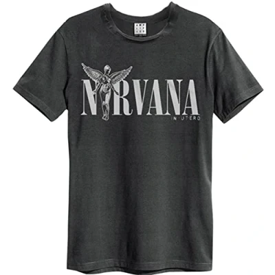 Imagen de Camiseta para hombre de grupo rock Amplified, Nirvana In Utero (gris) (S XL) gris Large