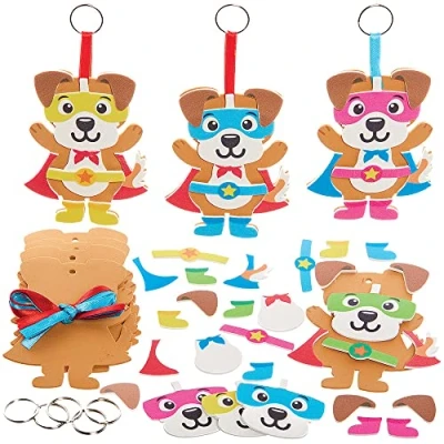 Imagen de Baker Ross FX731 Llaveros perro héroe Pack de 8, espuma para niños