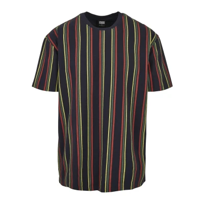 Imagen de Urban Classics Tshirt Printed Oversized Retro Stripe TEE Camiseta estampada, Hombre, Talla: 3XL, Midnightnavy/burnedred