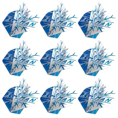 Imagen de RED DRAGON Yin Yang Gerwyn Price Iceman Blue &amp; White Standard Dart Flights Juego de 3 plumas por paquete (9 dardos en total)