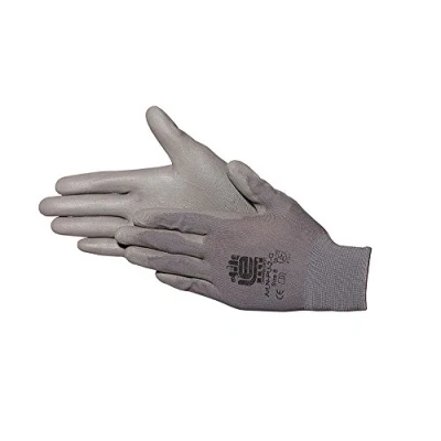 Imagen de Jah N PU 2 G Guantes de nailon (revestimiento poliuretano, 12 pares, finos, talla 10), color gris