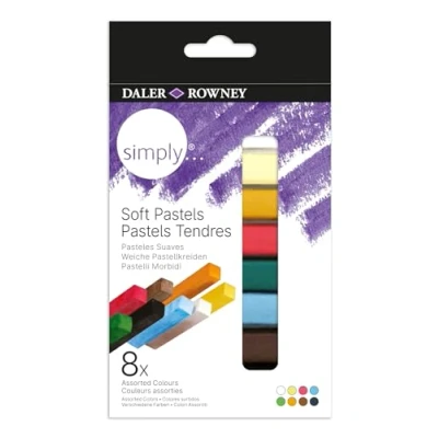 Imagen de Daler Rowney Simply, Soft Pasteles, Estuche de cartón, 8 colores surtidos