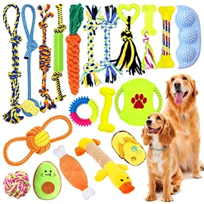 Imagen de JOTOL Juguetes para Perros,20pcs Juguete Morder Perro,100% Algodón Natural Durable Masticable Cuerda,Juguetes Interactivos Limpiar Los Dientes Adecuado Pequeño y Mediano