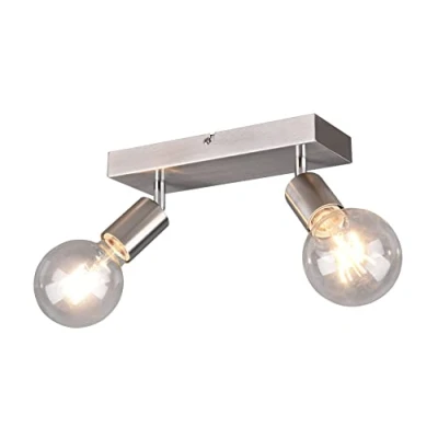 Imagen de Reality Leuchten Vannes R80182007 Lámpara de techo (metal, níquel mate, 2 bombillas E27)