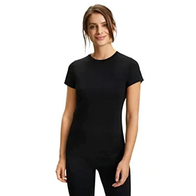 Imagen de FALKE Core Logo Round Neck W S/S SH Lyocell algodón regulación de la Humedad 1 Pieza, Camiseta Mujer, Negro (Black 3008), S