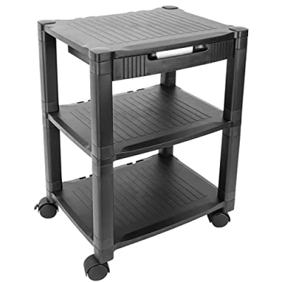 Imagen de PrimeMatik Mesa Auxiliar 3 Niveles para Impresora con Ruedas y cajón