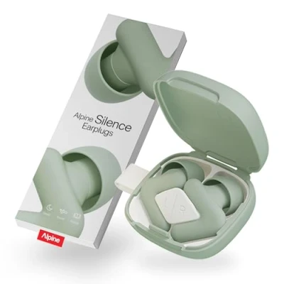 Imagen de Alpine Silence Tapones para Dormir, Concentración y Viajar Protección Auditiva Cómoda Reusable Ajuste perfecto en V Puntas Ovaladas Suaves XS/S/M/L Reduce el Ruido Hasta 25dB Verde