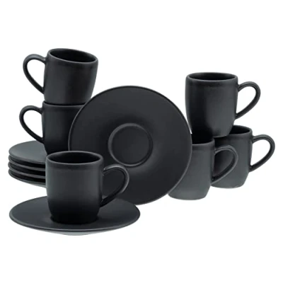 Imagen de Creatable, 33044 Juego de tazas café (12 unidades), color negro