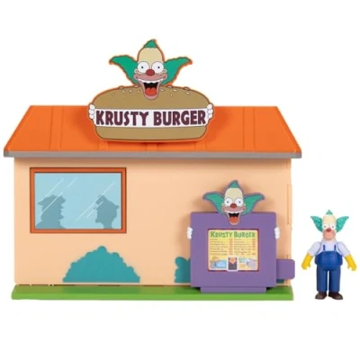 Imagen de Jakks Pacific Los Simpsons Diorama Krusty Burger, Incluye Figura 7 cm y Accesorios Interactivos, Juguete Niños 3 Aos +