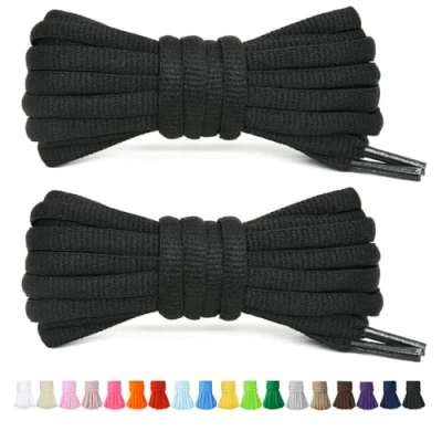 Imagen de Stepace 2 Pares de Cordones Redondos 60cm para Sneakers, Longitud 200cm 18 Colores, Zapatos Negro 120cm