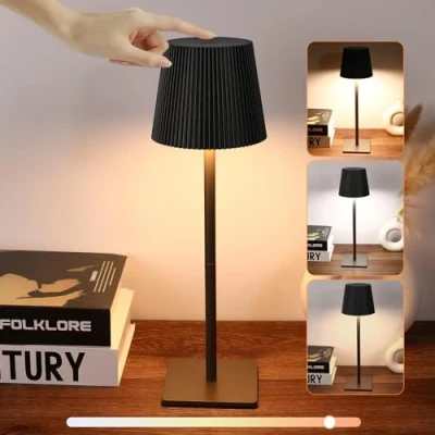 Imagen de Mkitnvy Lampara de Mesa, Mesa LED Recargable con Control Tactil, 3 Modos Luz, Lamparas Inalambricas USB, IP54 Imperméable para Exterior Interior Negro
