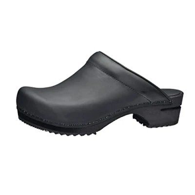 Imagen de Sanita Chrissy Zuecos Abiertos Producto Artesanal Original para Mujer de Piel con Suela Madera Negro 42 EU